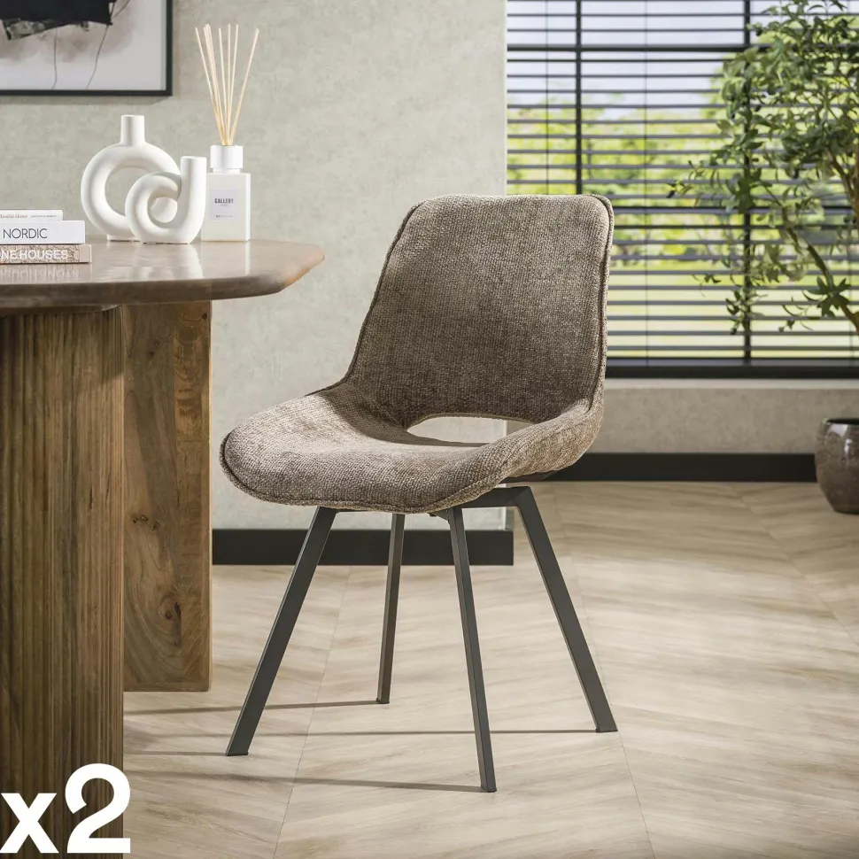 Chaise pivotante confort – beige, dos ajouré (lot de 2) ASCOLI