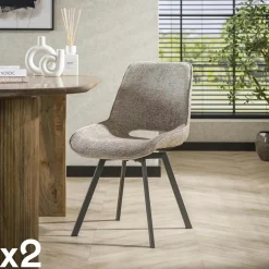 Chaise pivotante confort – taupe, dos ajouré (lot de 2) ASCOLI