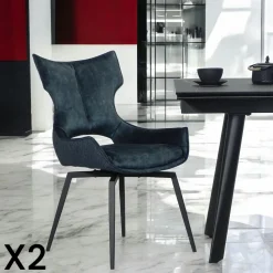 Chaise pivotante gris anthracite bi-matière, dossier en T (lot de 2) LOMBARDIE