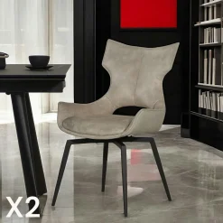 Chaise pivotante gris anthracite bi-matière, dossier en T (lot de 2) LOMBARDIE