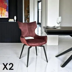 Chaise pivotante gris anthracite bi-matière, dossier en T (lot de 2) LOMBARDIE