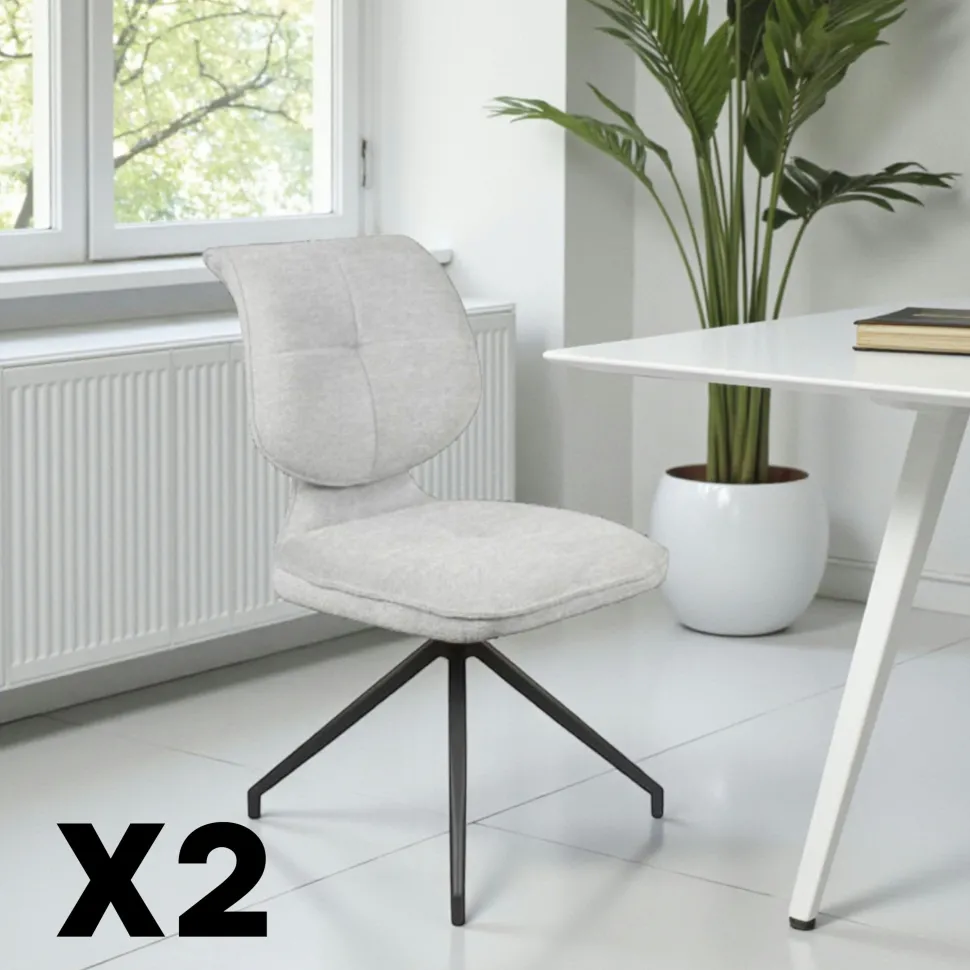 Chaise pivotante grise dossier double (lot de 2) LIGURIE