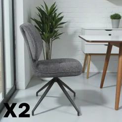 Chaise pivotante grise dossier double (lot de 2) LIGURIE