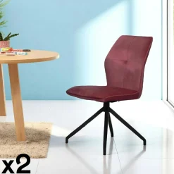 Chaise pivotante grise en velours patiné avec poignée (lot de 2) LOMBARDIE