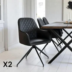 Chaise pivotante marron avec accoudoirs (lot de 2) SAVONE