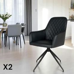 Chaise pivotante marron avec accoudoirs (lot de 2) SAVONE