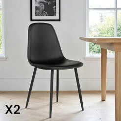 Chaise pivotante marron vintage avec surpiqure décorative (lot de 2) BERLIN