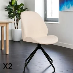 Chaise pivotante marron vintage avec surpiqure décorative (lot de 2) BERLIN