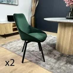 Chaise pivotante moderne en velours gris OKA (Lot de 2)
