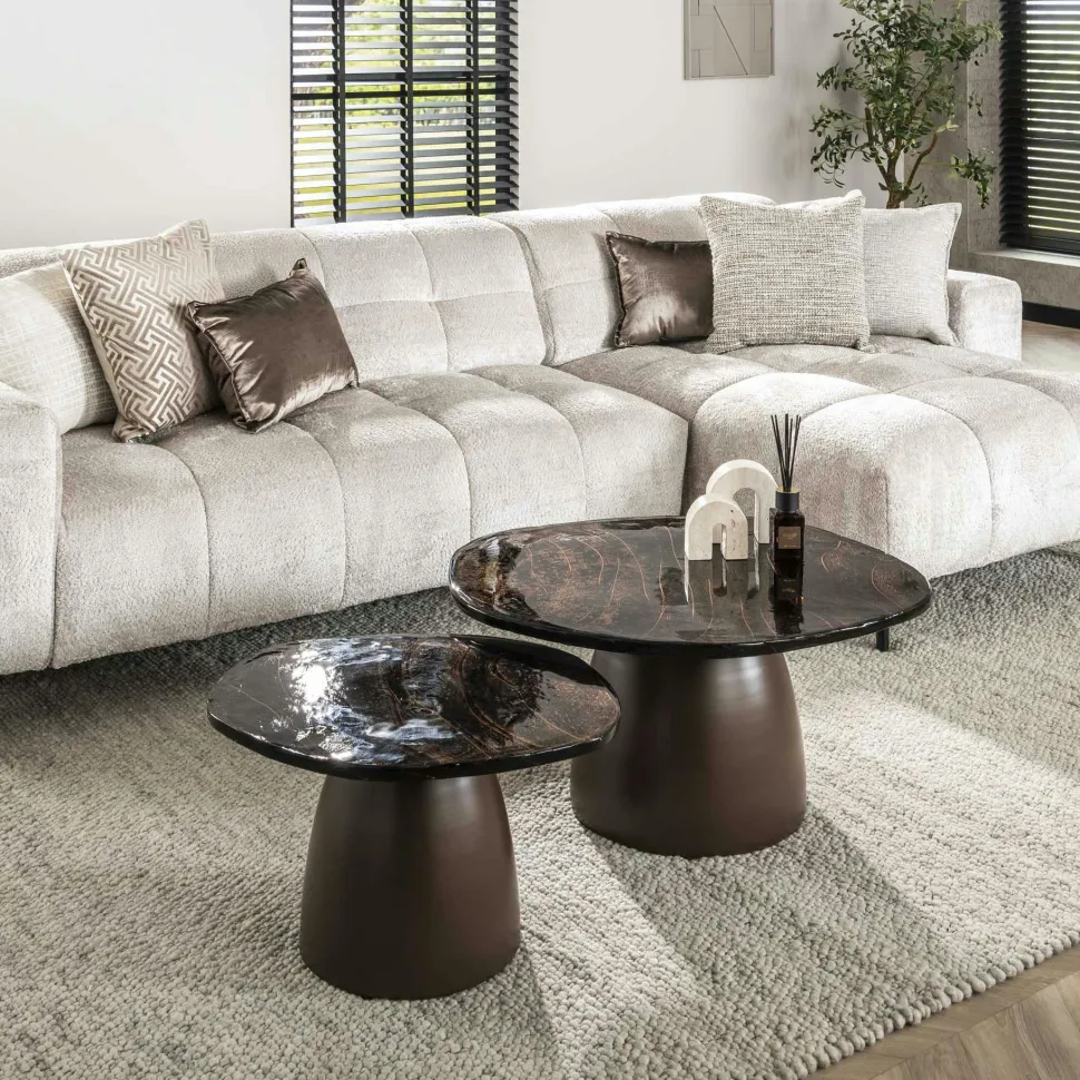 Chaise pivotante moderne en velours doré OKA (Lot de 2)
