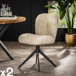 Chaise pivotante rembourrée en bouclette taupe (lot de 2) GALWAY