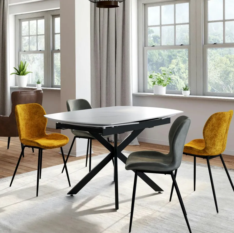 Chaise pivotante rose bi-matière, dossier en T (lot de 2) LOMBARDIE