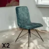 Chaise pivotante velours bleu pétrole (lot de 2) OKA
