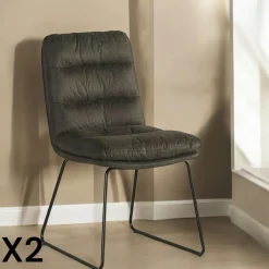 Chaise rembourrée grise EPIKA (lot de 2)