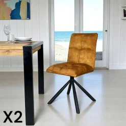Chaise rotative tissu chocolat (lot de 2) IENA