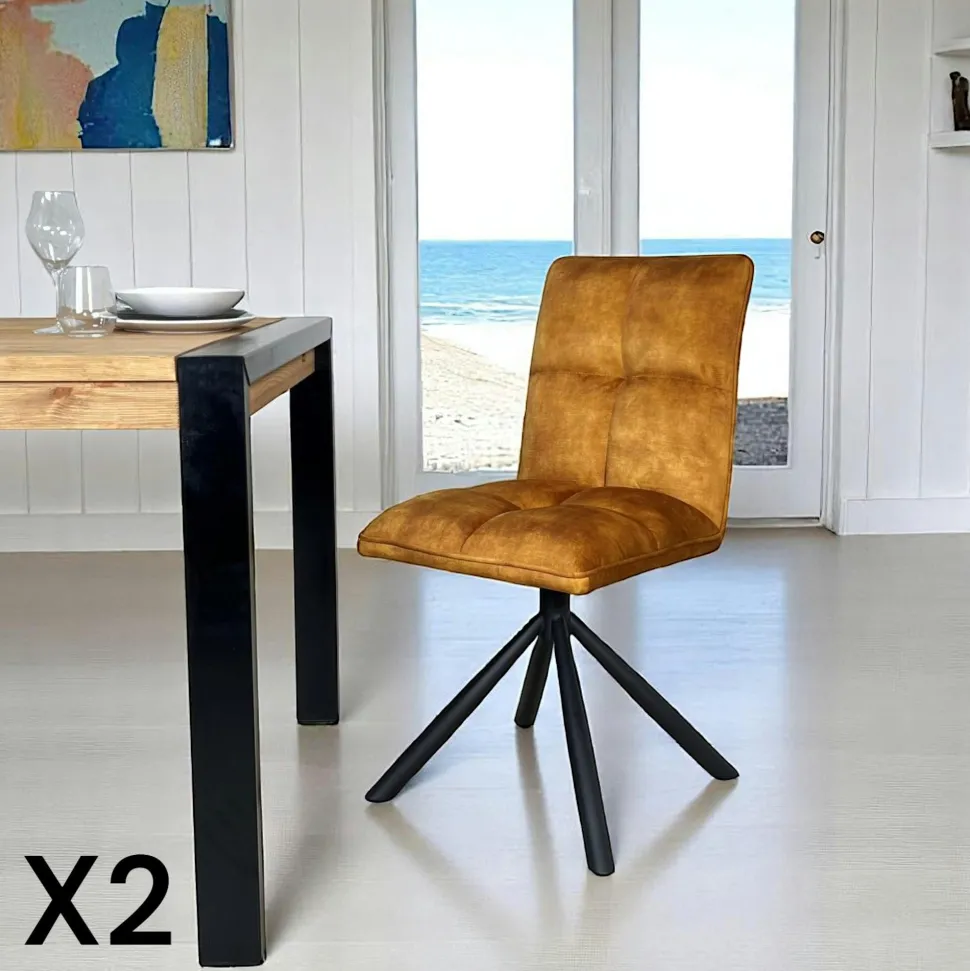 Chaise rotative tissu chocolat (lot de 2) IENA
