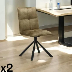 Chaise rotative tissu kaki (lot de 2) IENA