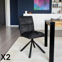 Chaise rotative tissu kaki (lot de 2) IENA