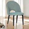 Chaise salle à manger tissu quadrillé bleu clair (lot de 2) MALMOE