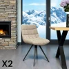Chaise salle à manger tissu jeans sable (lot de 2)