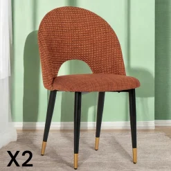 Chaise salle à manger tissu quadrillé bleu foncé (lot de 2) MALMOE