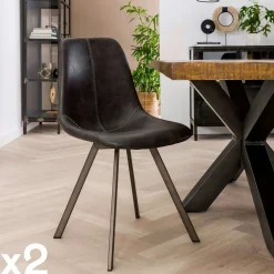 Chaise scandinave camel coutures apparentes pieds étoile HELSINKI (lot de 2)