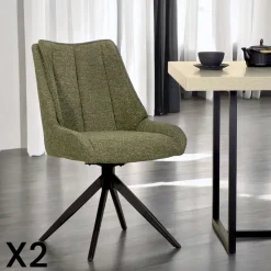 Chaise terracotta pivotante en velours texturé (lot de 2) IENA