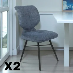 Chaise tissu gris foncé à dossier double (lot de 2) LIGURIE