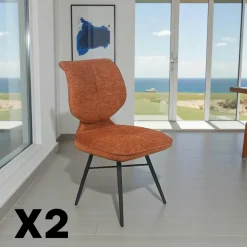 Chaise tissu gris foncé à dossier double (lot de 2) LIGURIE