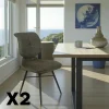 Chaise tissu vert à dossier double (lot de 2) LIGURIE