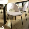 Chaise velours beige dossier demi-lune (lot de 2) TIM