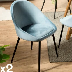 Chaise velours beige TIM (lot de 2)