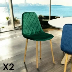 Chaise velours bleu (lot de 2) HAWAI