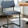 Chaise velours gris piètement luge (lot de 2) MALMOE