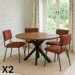 Chaise velours grosses côtes moutarde (lot de 2) IENA