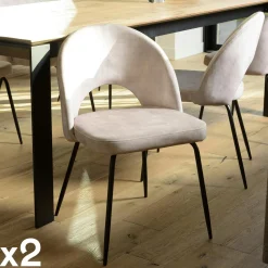 Chaise velours vert dossier demi-lune (lot de 2) TIM