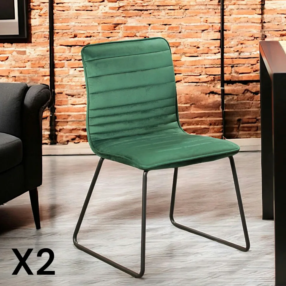 Chaise vert foncé motif ligne (lot de 2) BURGOS