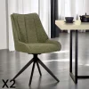 Chaise vert foncé pivotante en velours texturé (lot de 2) IENA