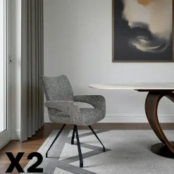 Chaises tissu beige chiné accoudoirs larges (lot de 2) LIGURIE