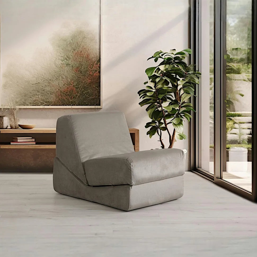 Chauffeuse convertible marron bouclette, lit d'appoint SAPPO