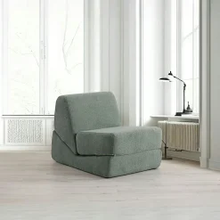 Chauffeuse convertible verte bouclette, lit d'appoint SAPPO