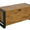 Coffre hévéa recyclé naturel et métal noirci 100X40X45cm DOCKER