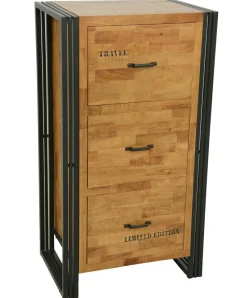 Coffre hévéa recyclé naturel et métal noirci 100X40X45cm DOCKER