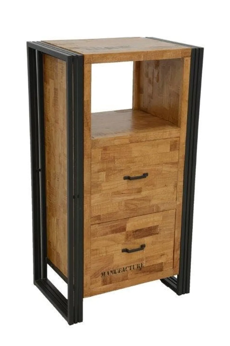 Coffre hévéa recyclé naturel et métal noirci 100X40X45cm DOCKER
