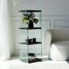 Colonne vitrine design - bois gris foncé, 4 plateaux LHASA