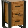 Commode / Chiffonnier hévéa recyclé naturel et métal noirci 3 tiroirs 40X35X60cm DOCKER