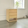 Commode / Table de Chevet Hévéa 3 tiroirs, 1 niche basse 60x50x86cm BALTIC