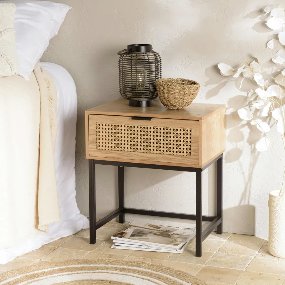 Commode 3 tiroirs cannage en rotin 80 cm PALMA