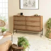 Commode 6 tiroirs en bois recyclé et tressage coco SWING