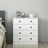 Commode blanche classique 4 tiroirs, boutons noirs MARFA